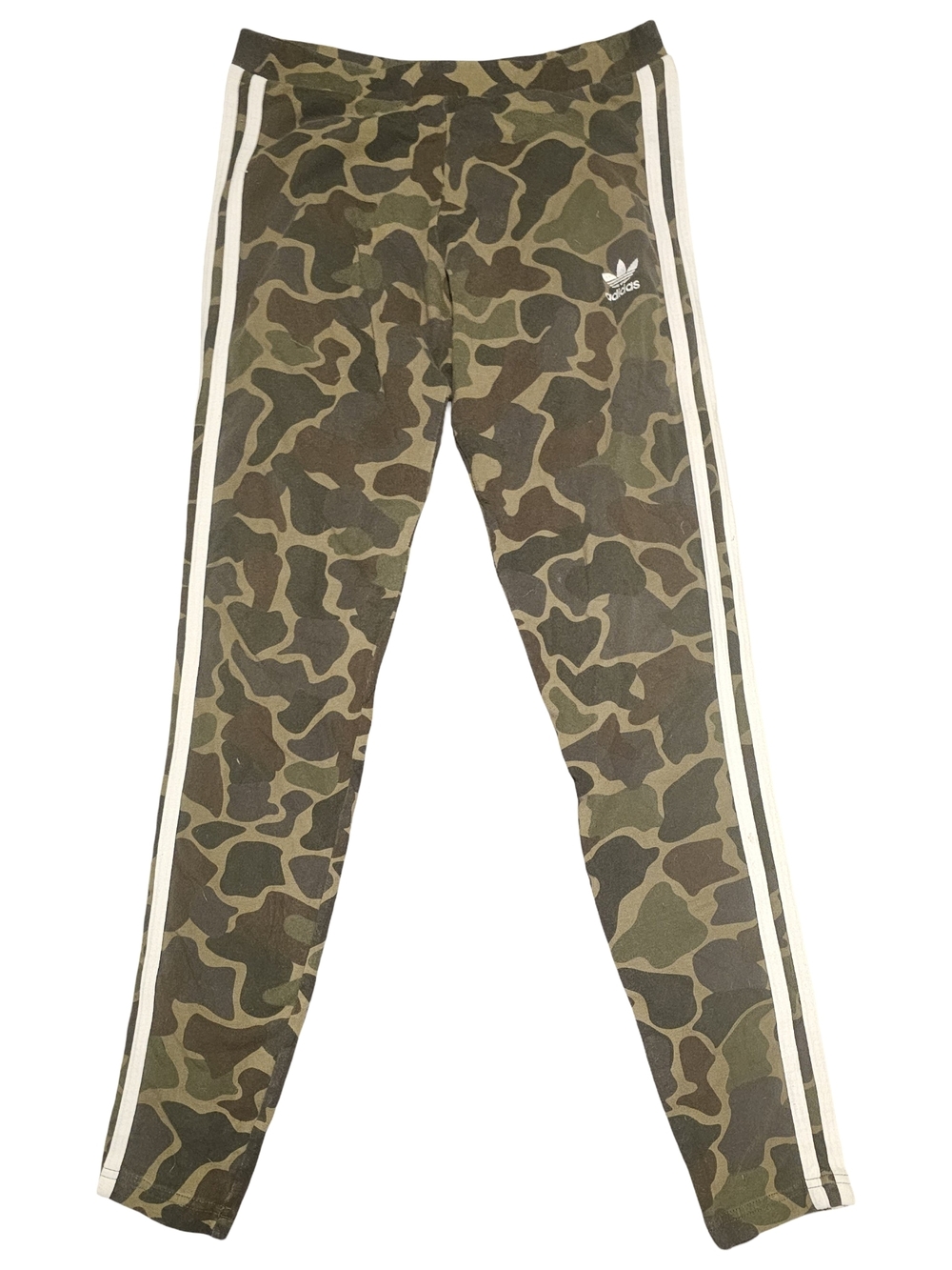 Adidas Originals Camo Leggings w/ White Stripes – Trefoil Logo Athletic Pants